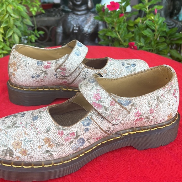 🌸 Dr. Martens 12295 Vintage Floral Crackle Single Strap Mary Jane Loafers - Picture 15 of 17